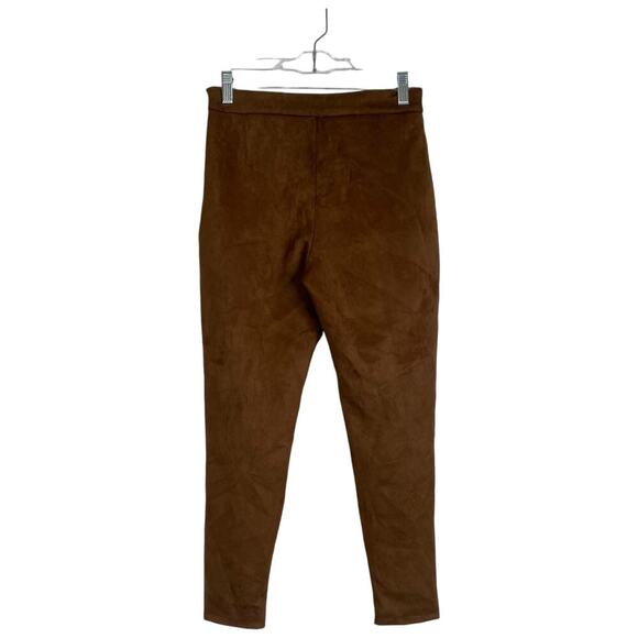ZARA Faux Suede Pants Brown Size Small Trousers Minimalist Capsule Professional - Picture 2 of 5